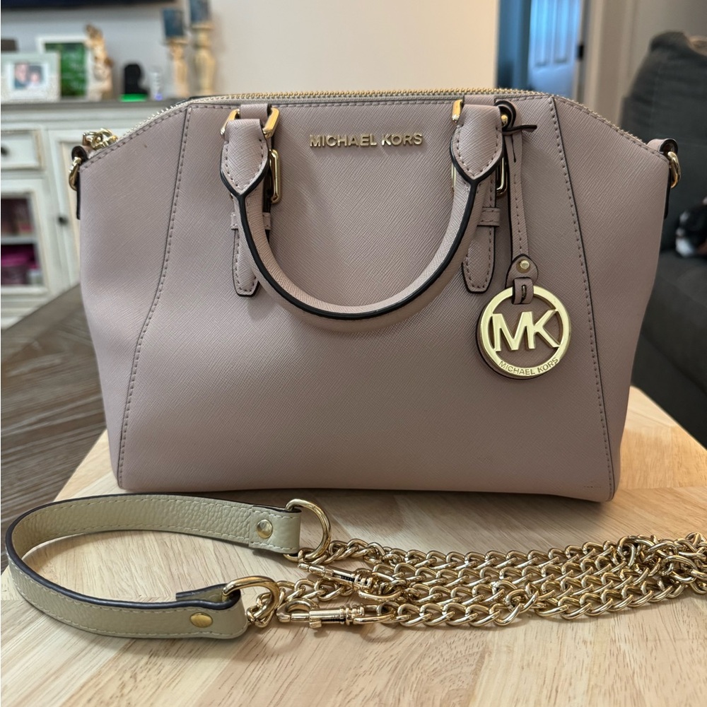 Michael Kors Blush Satchel with Gold Accents